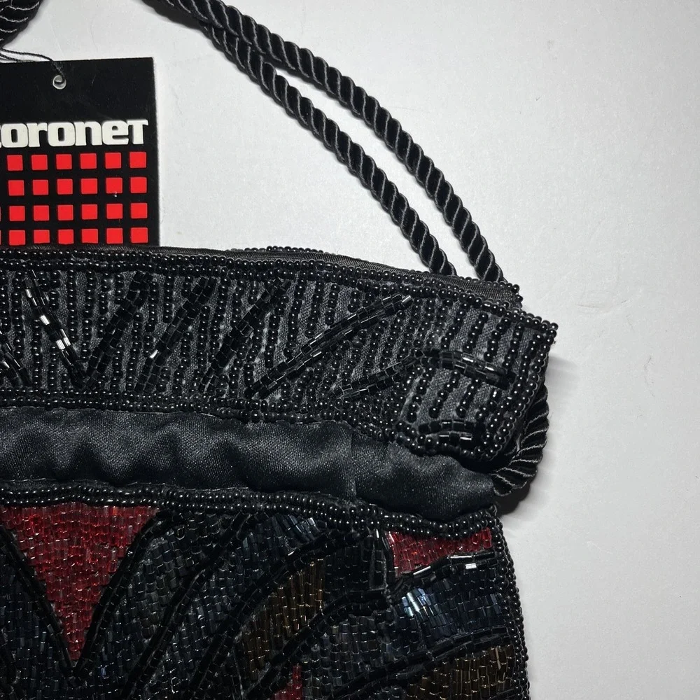 Beaded Bucket Bag Purse Hobo Multi Color Beads Chevron Coroner Brand‎ NWT